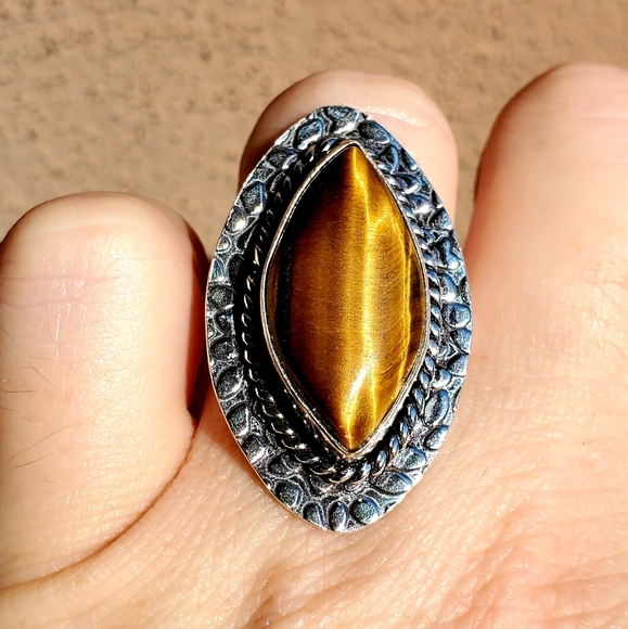 New Tiger Eye 925 Silver Ring. - Picture 11 of 12